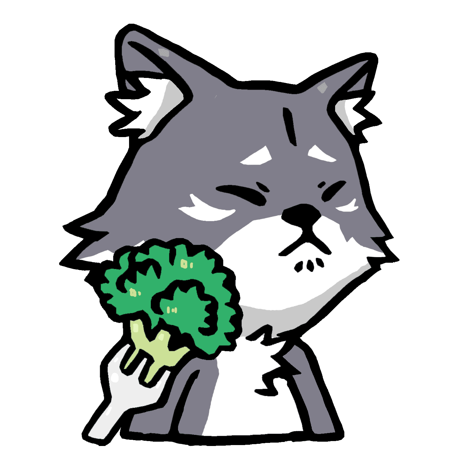野菜を嫌がるマカミのイラスト