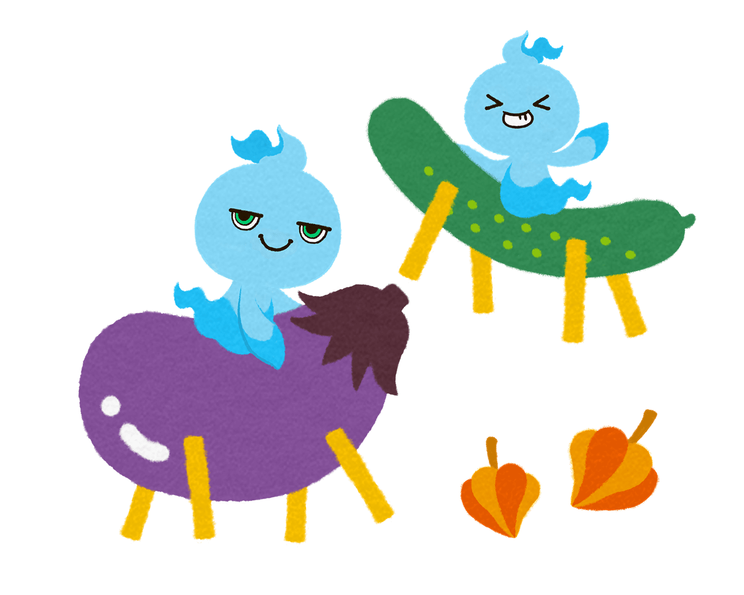 精霊馬に乗るミタマのイラスト