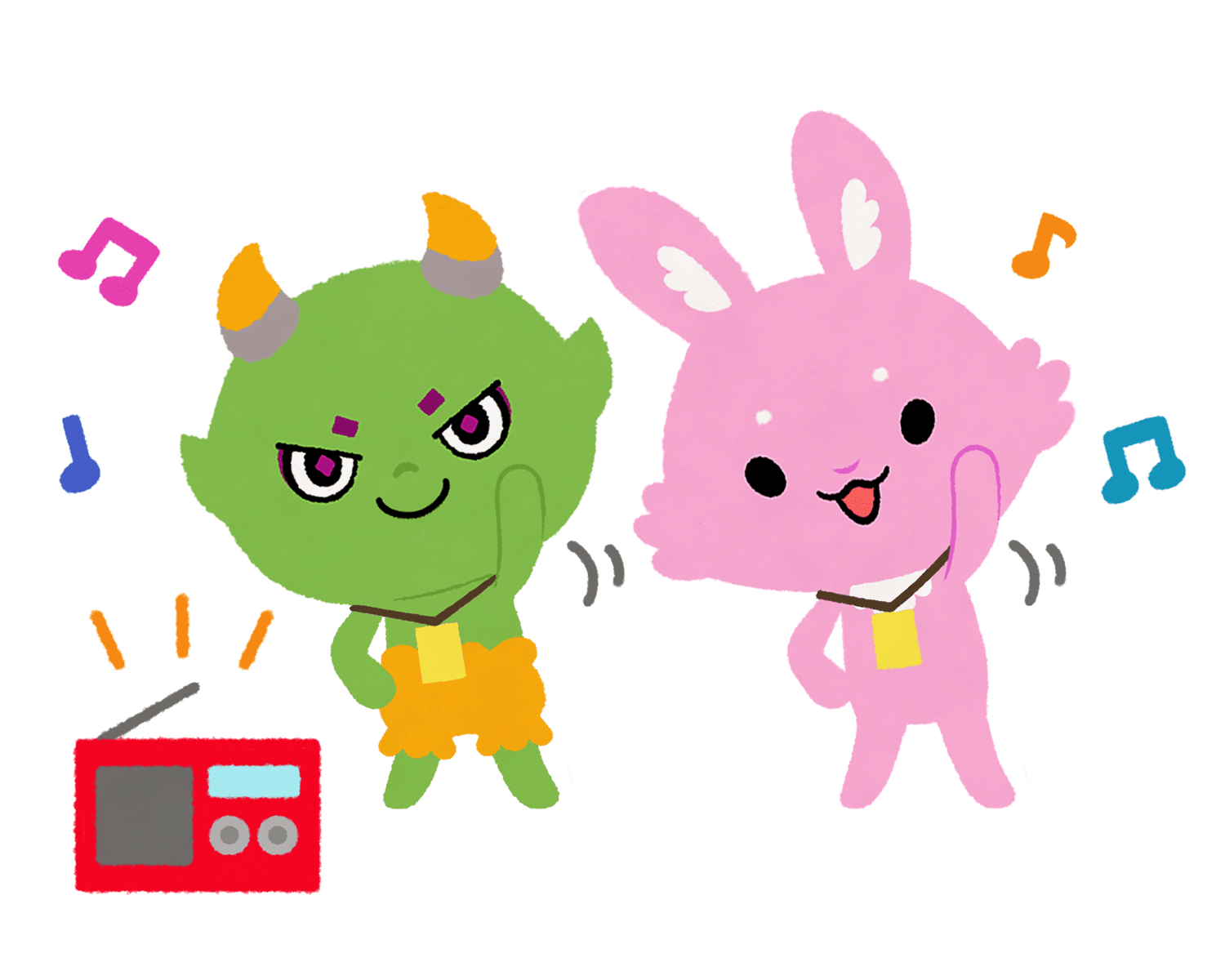 ラジオ体操をするCNPのイラスト