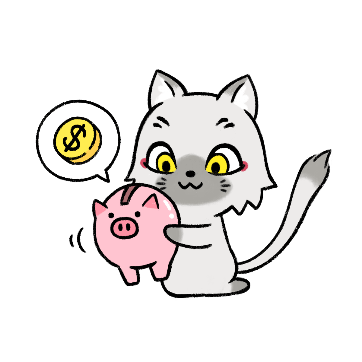 貯金に励むセツナのイラスト
