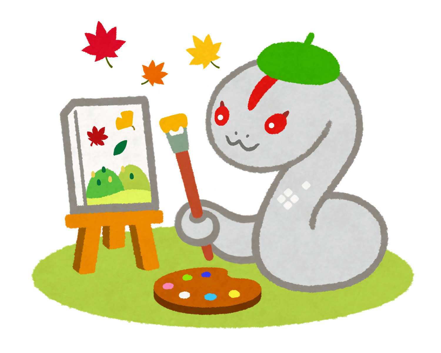 芸術の秋を楽しむオロチのイラスト