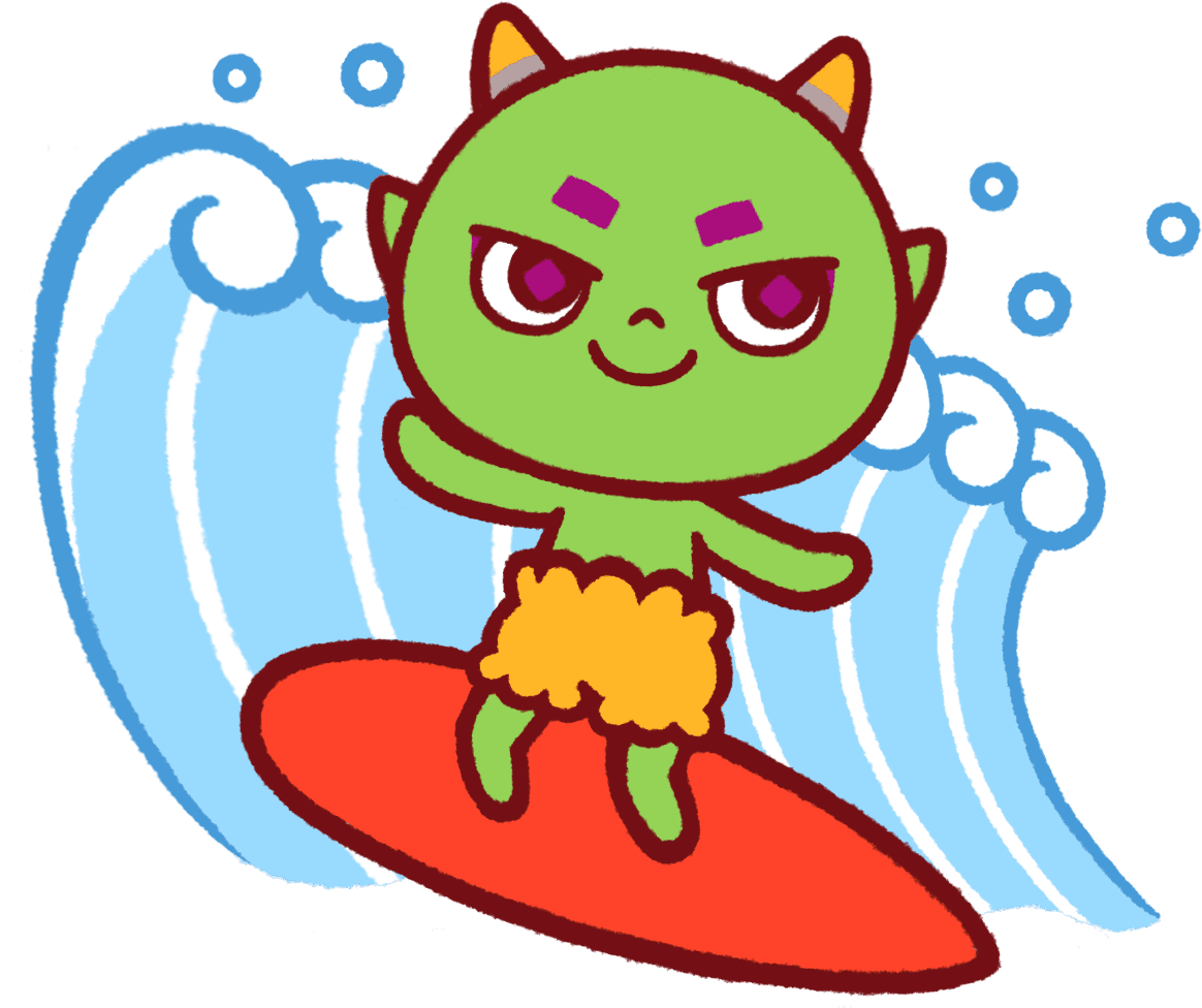 サーフィンをするヤーマのイラスト