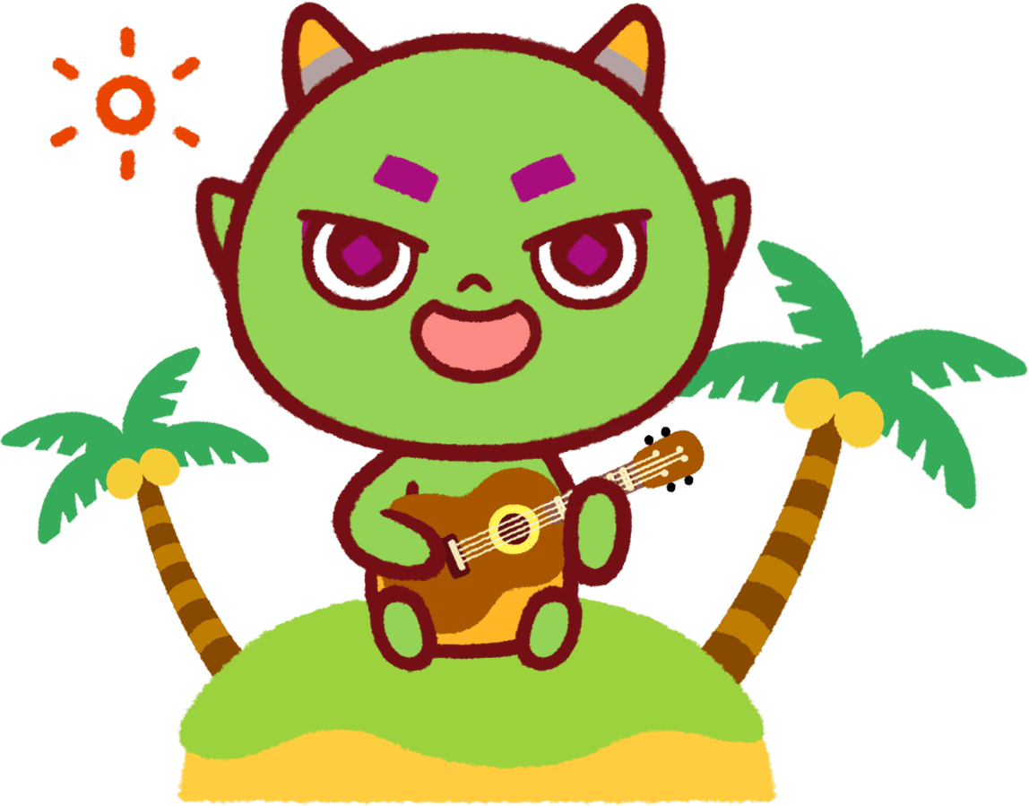 ウクレレを弾くヤーマのイラスト