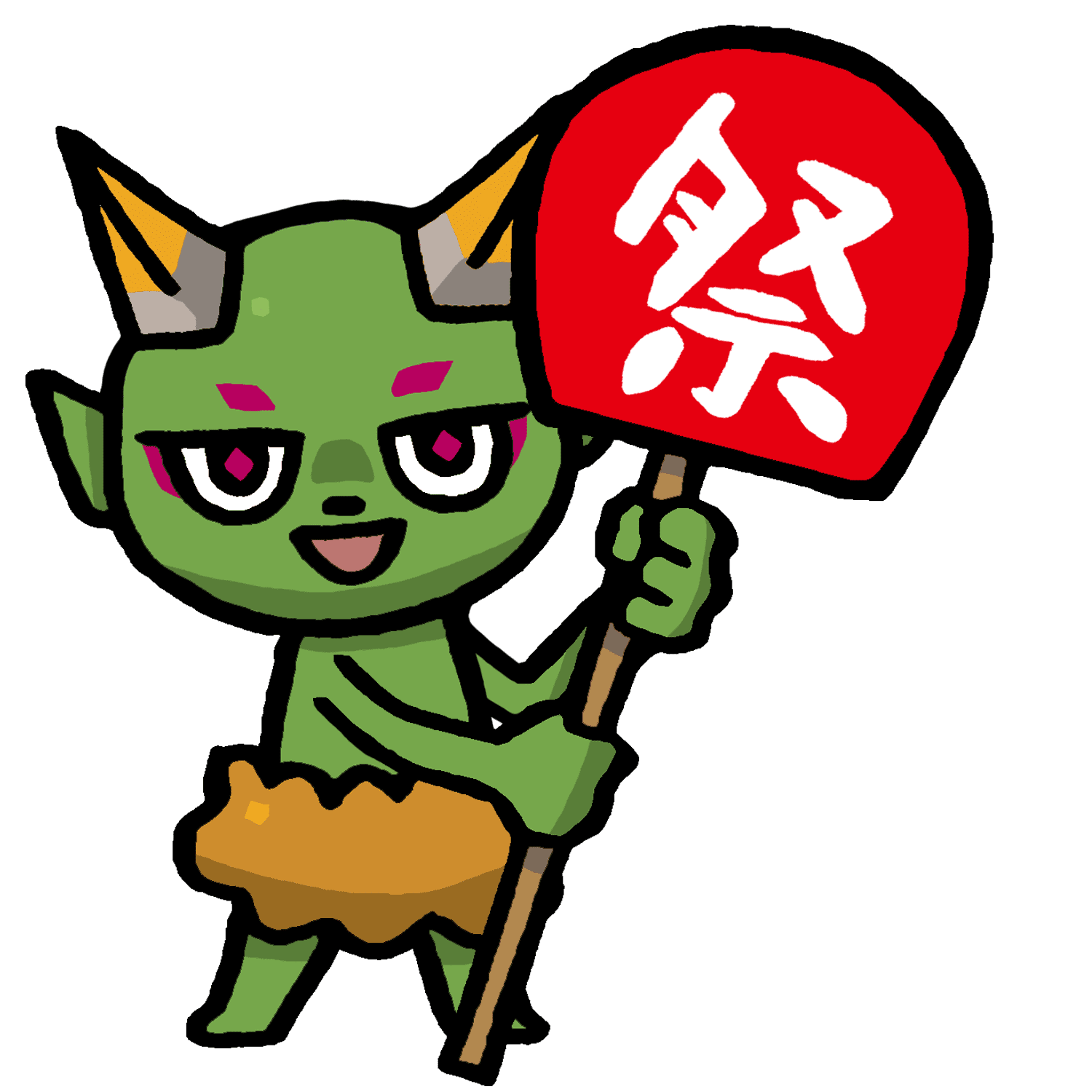 祭うちわを持つヤーマのイラスト2