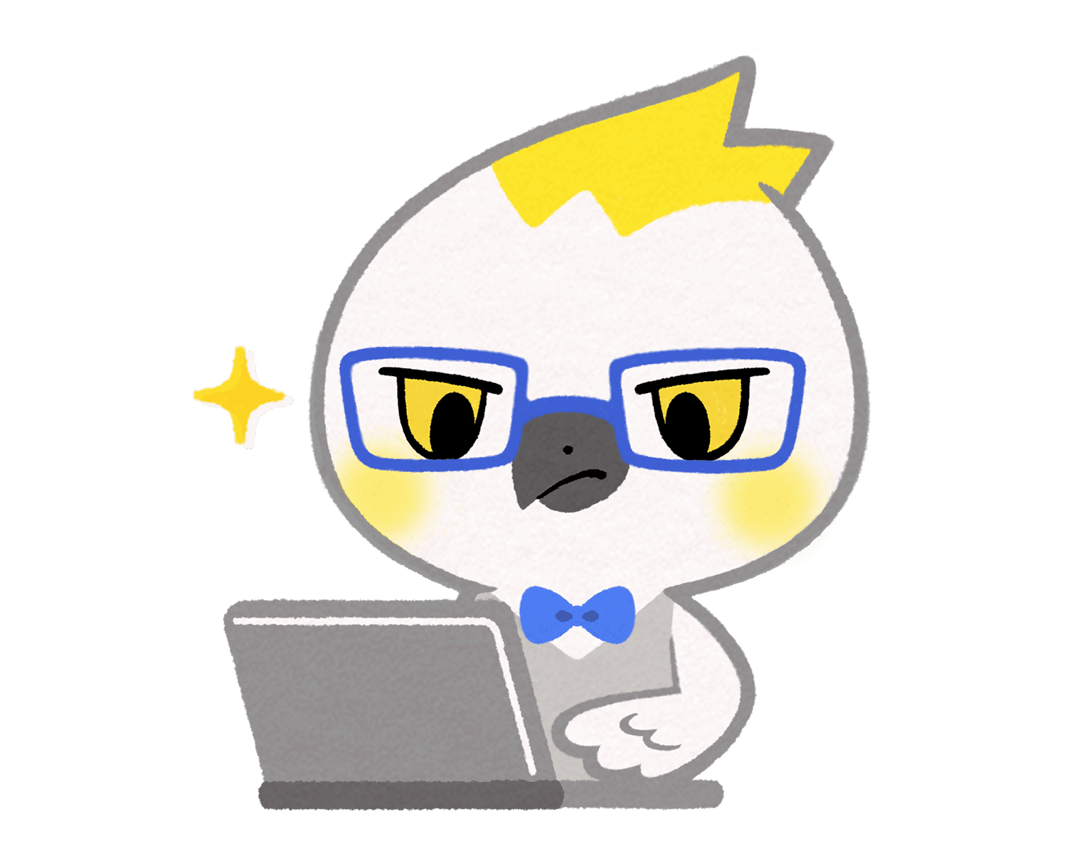 PCで仕事をするナルカミのイラスト
