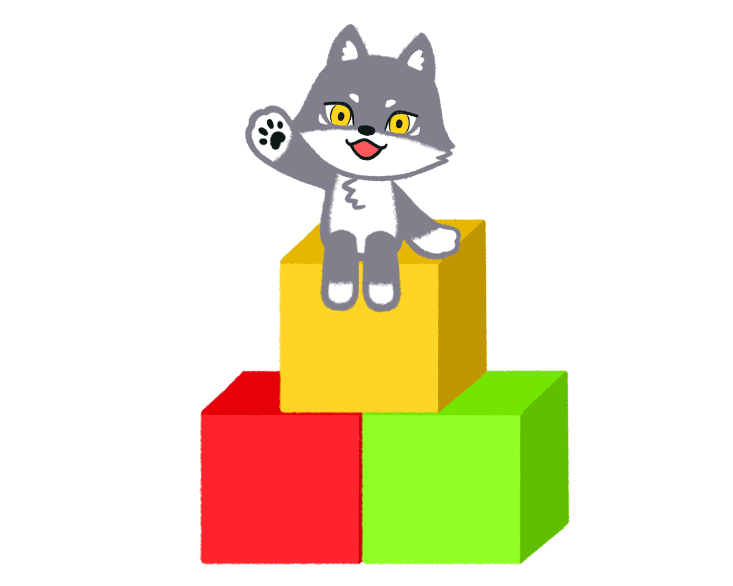 箱を積み上げるマカミのイラスト