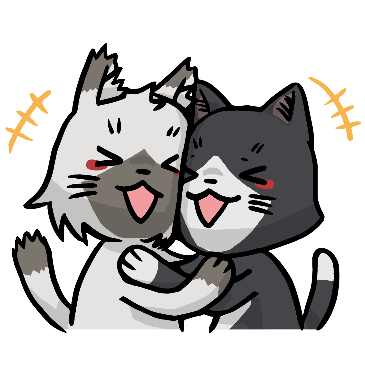 喜び抱き合うトワとセツナのイラスト