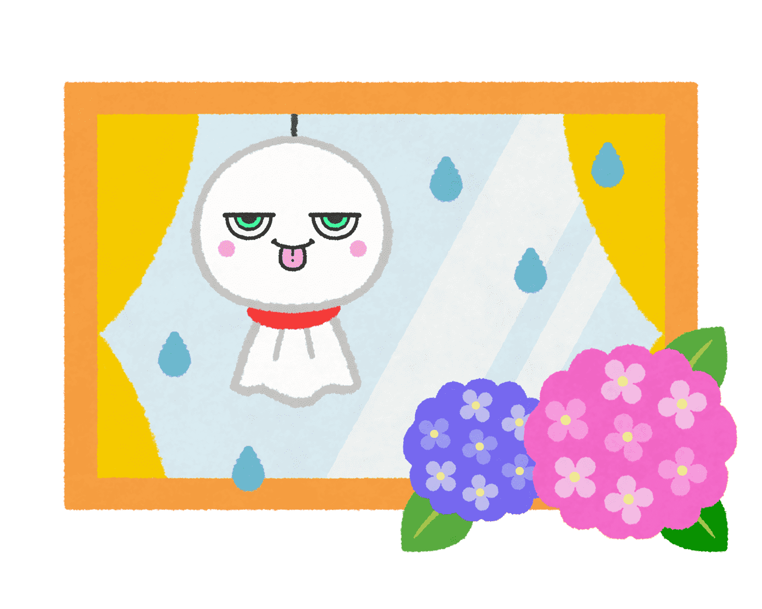 てるてる坊主になったミタマのイラスト