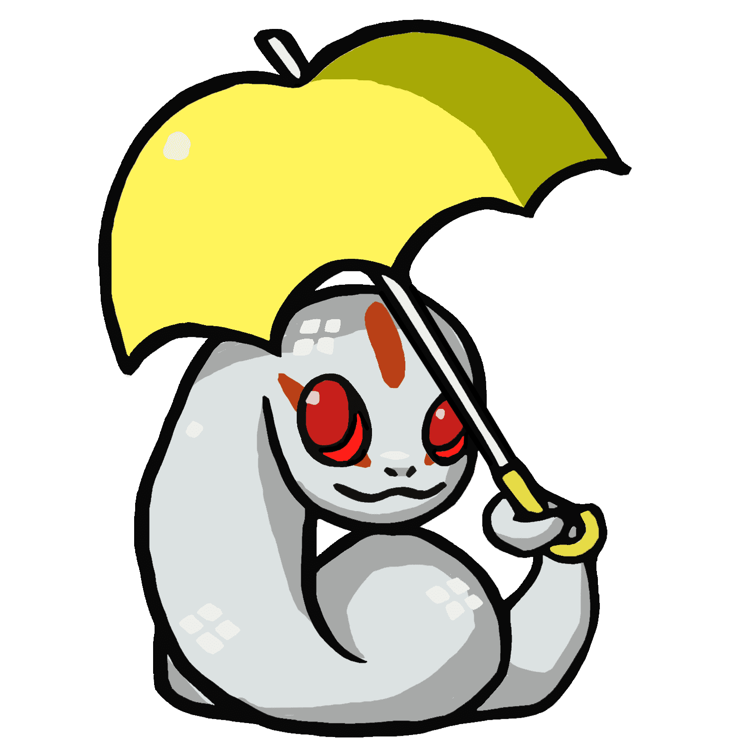 傘をさすオロチのイラスト