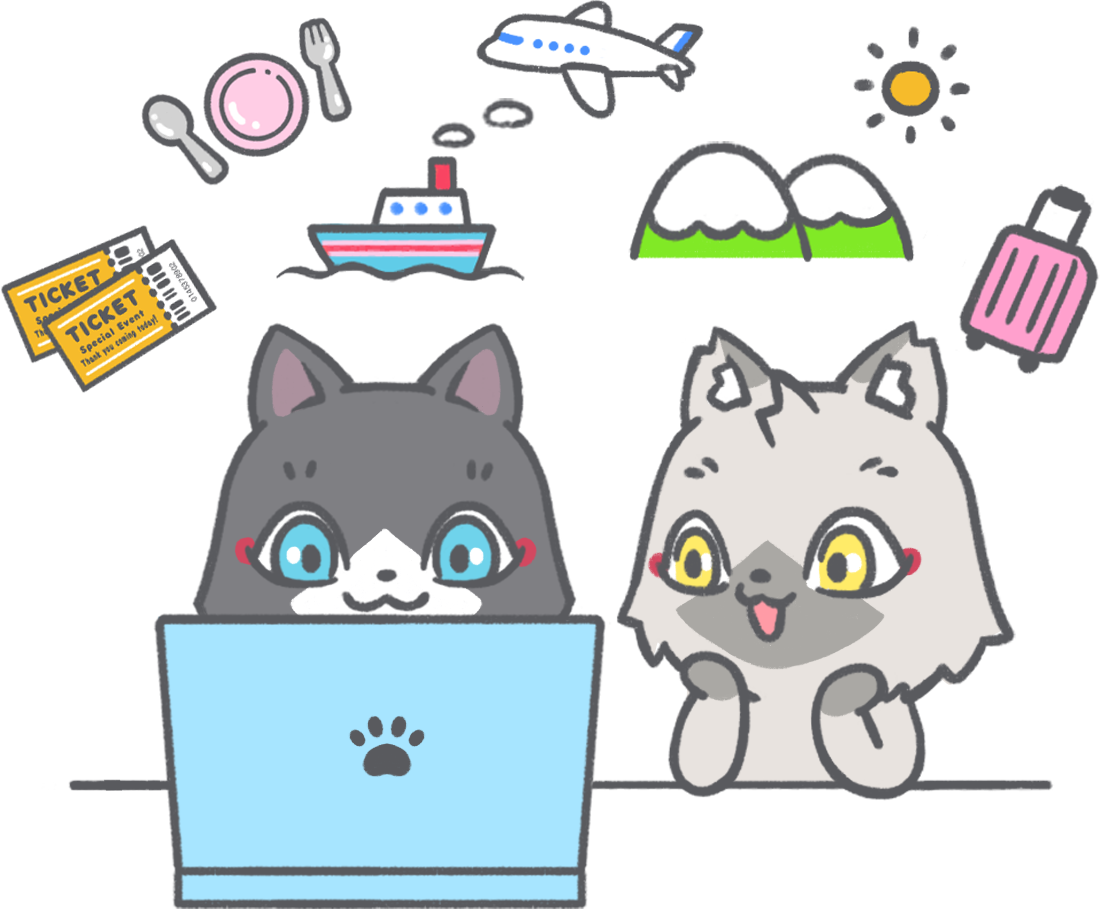 旅行計画を立てるトワとセツナのイラスト