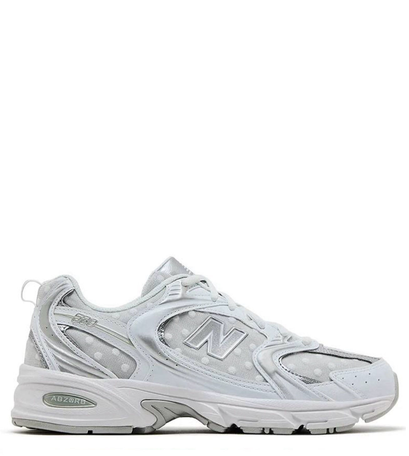 New Balance 530 White/ Silver Metallic/ Polka Dots