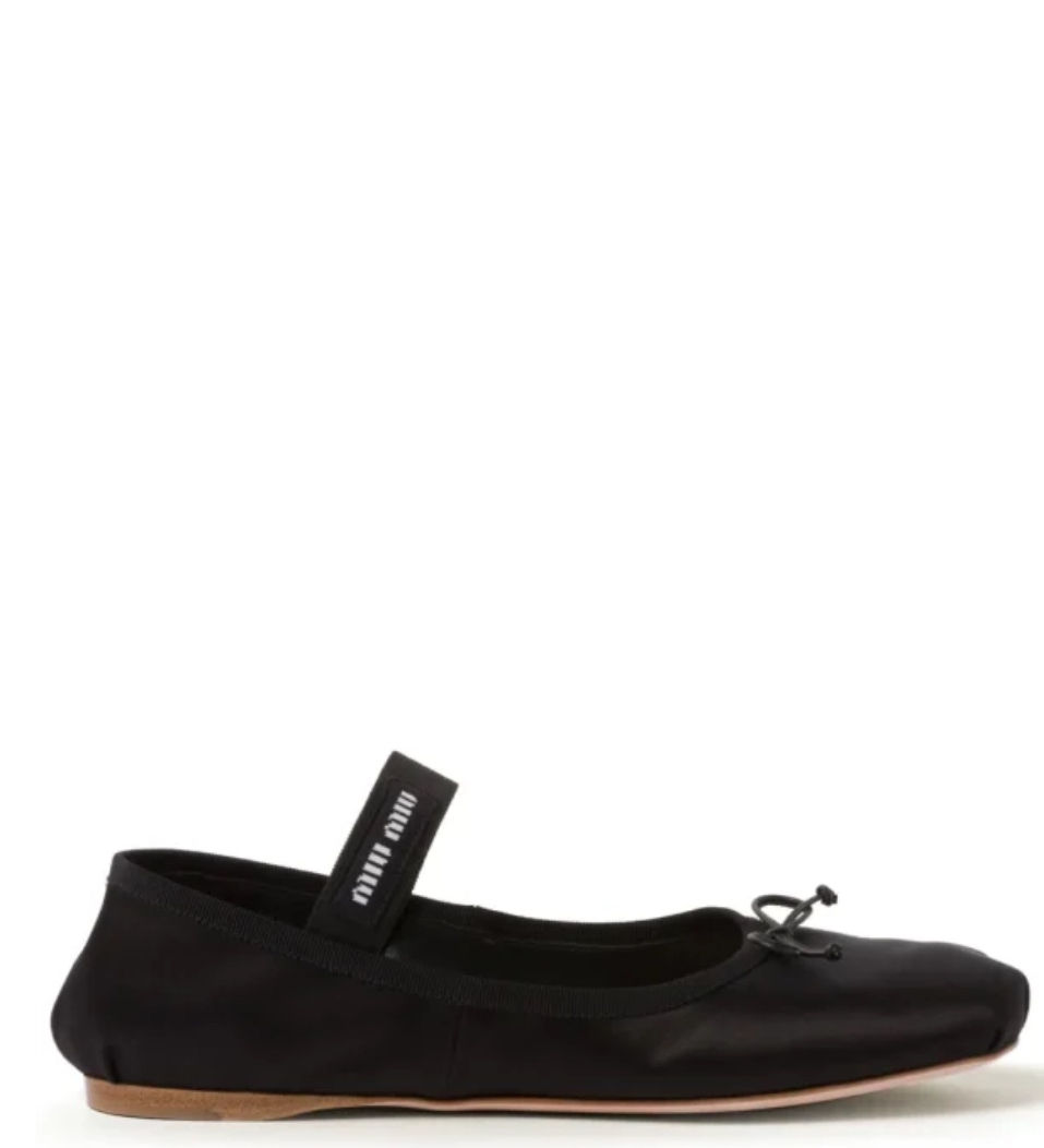 Miu Miu logo-strap ballerina shoes