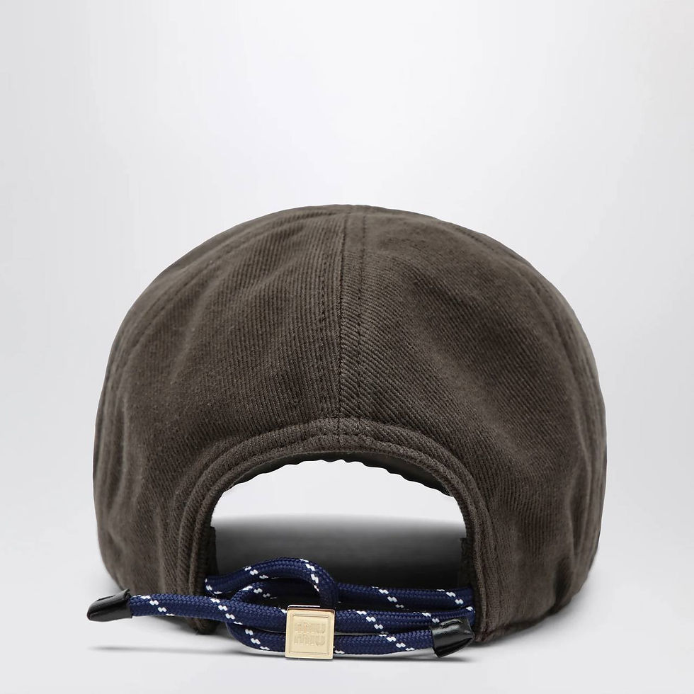 Thumbnail: Miu Miu Washed denim baseball cap in dark brown and blue