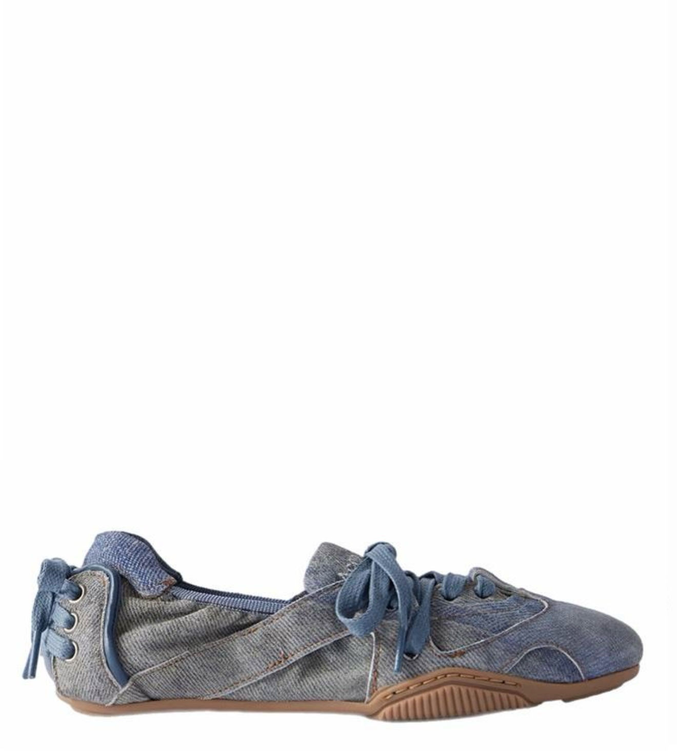 Acne Studios Bilaria paneled logo-print denim ballet flats