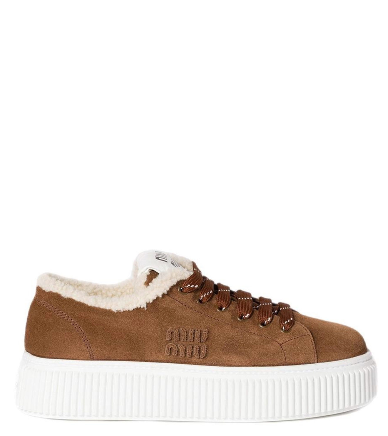 Miu Miu suede and shearling sneakers