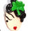 Thumbnail: Resin brooch with stylised lady’s face, black hair, red lips, and green shamrock – retro Irish pin-up style accessory