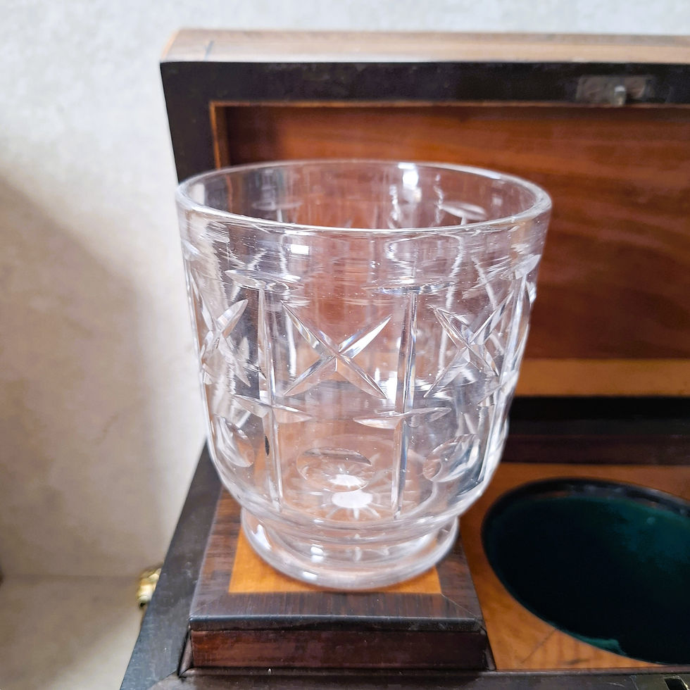 Thumbnail: Hand-cut crystal bowl with star-cut decoration from Regency tea caddy.