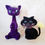 Thumbnail: Pair of vintage 1960s flocked cat ornaments – purple and black cat
