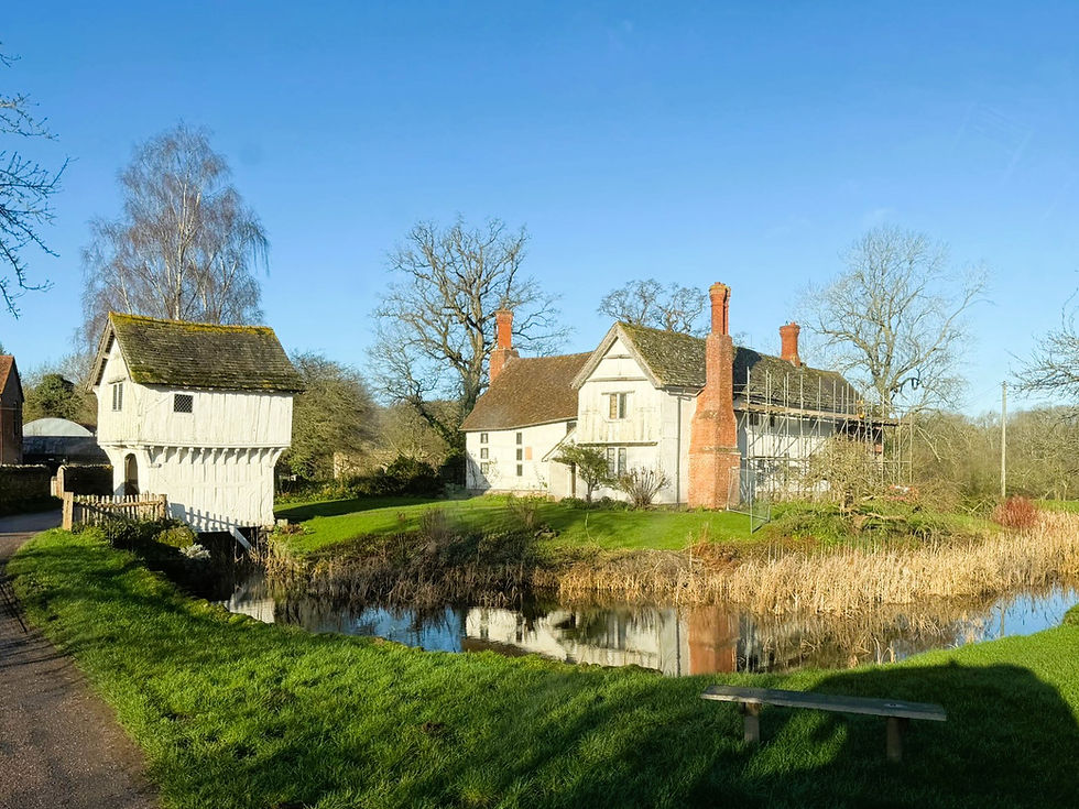 Historic Lower Brockhampton Manor medieval house at National Trust Brockhampton Estate