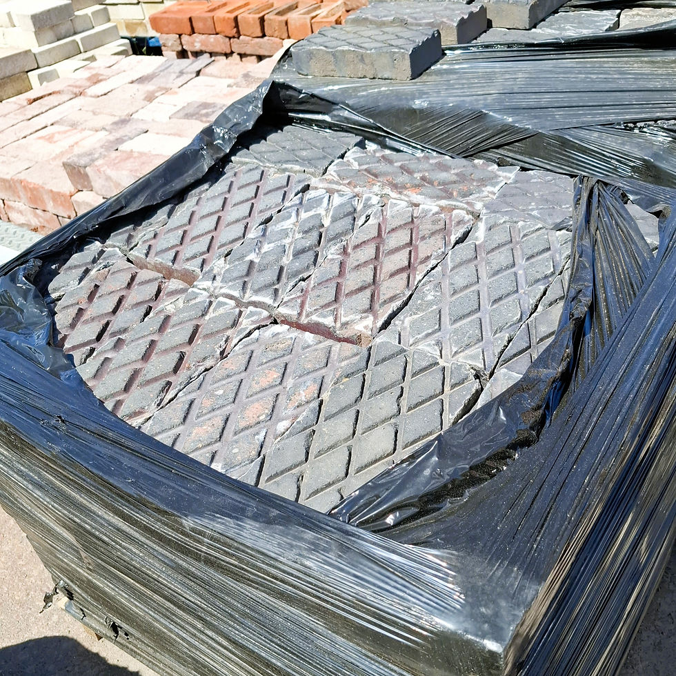 Thumbnail: reclaimed clay diamond pavers patio surface