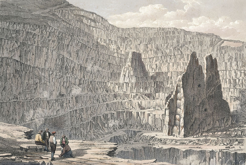 Drawing of Penrhyn Slate Quarry, in 1852
