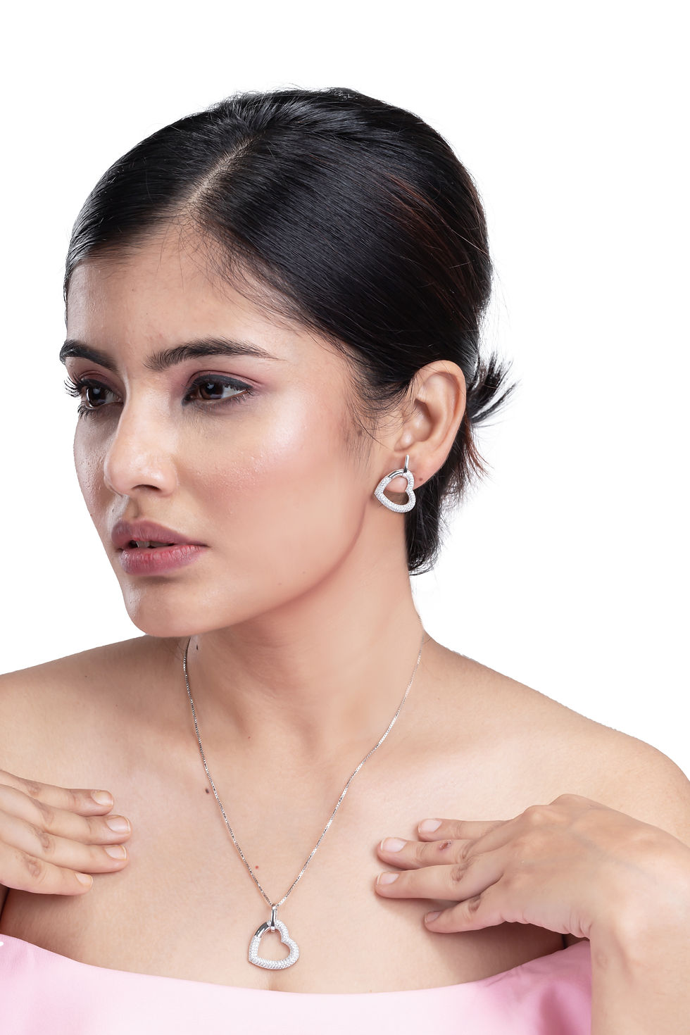 Thumbnail: My Love 925 Sterling Silver Pendant with chain and matching earrings