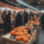 people shopping in halloween costumes at a vendor market.jpg