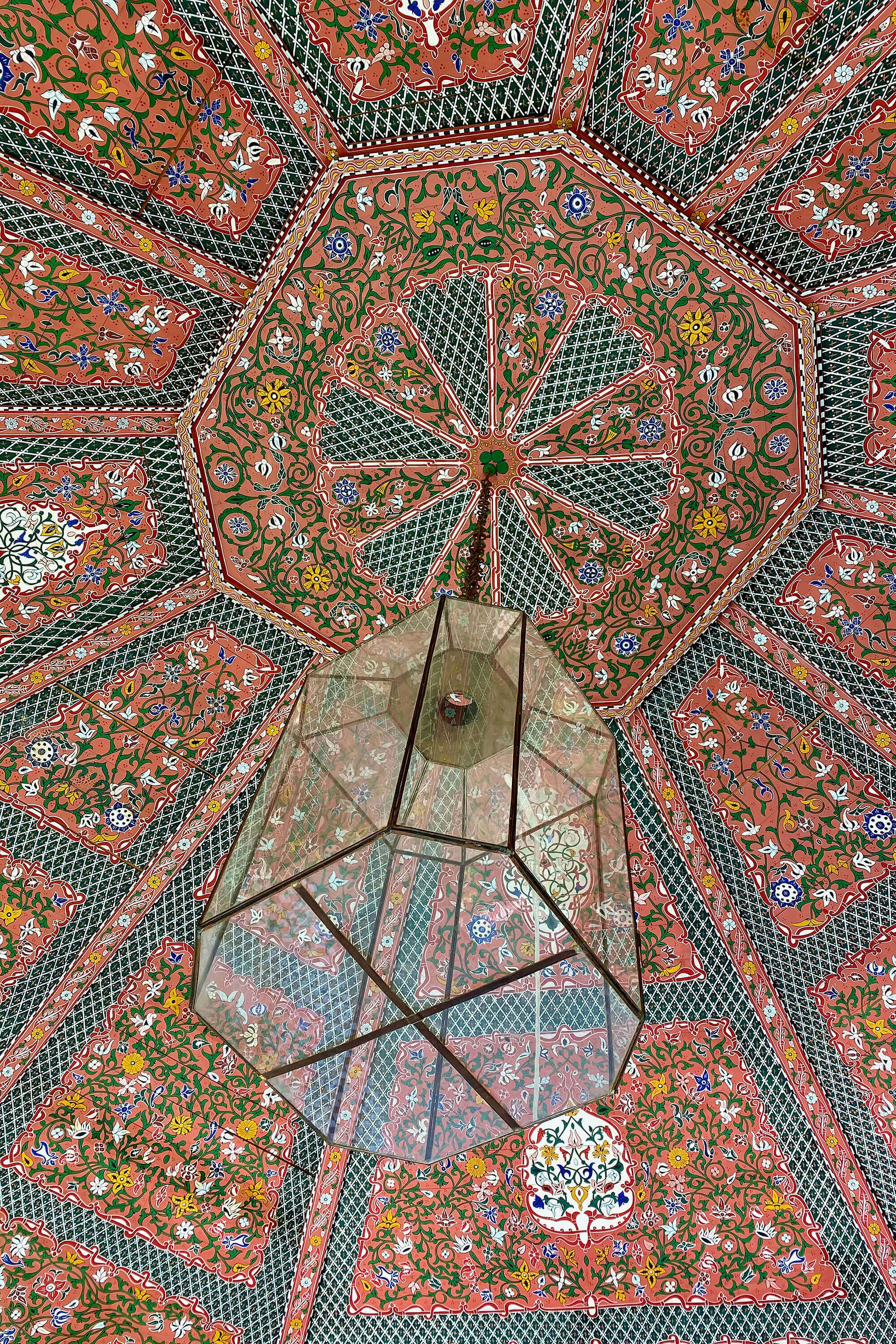 ornate Moroccan ceiling decoration in Marrakesh