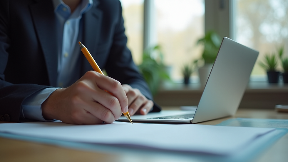 Eye-level view of a person writing an email at a desk
