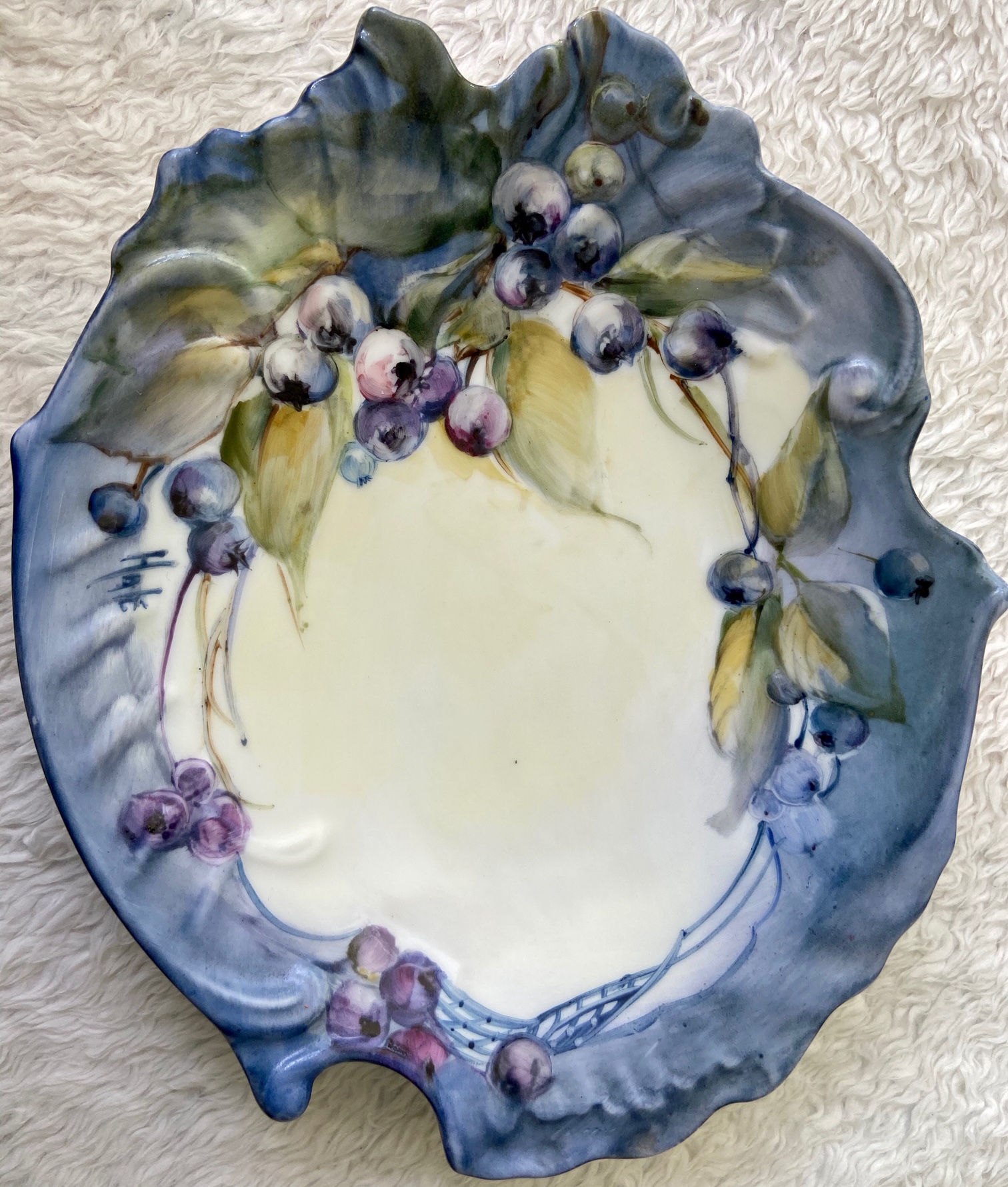 Candy/Nut Dish Painted with Blue Berries