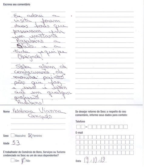 fale conosco com comentário sobre as visitas patrimoniais.