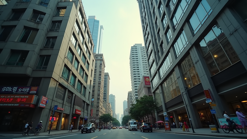 Eye-level view of a modern Kolkata cityscape with buildings and streets