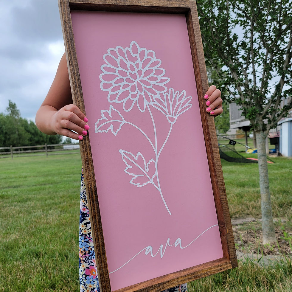 Thumbnail: Birth Flower Baby Name Sign, Personalized Custom Kids Name Sign