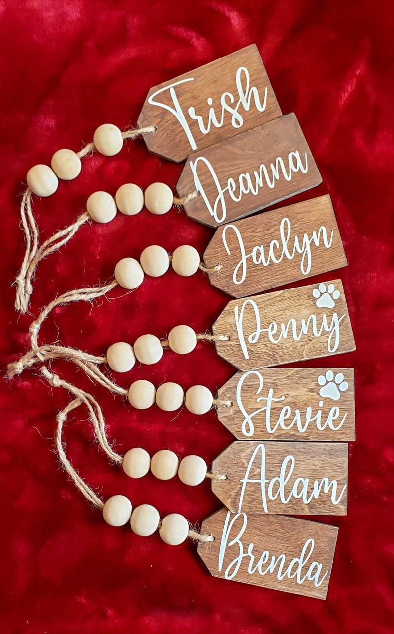 Thumbnail: Christmas Stocking Tags, Farmhouse Stocking Tags, Wood stocking tags, Rustic Woo