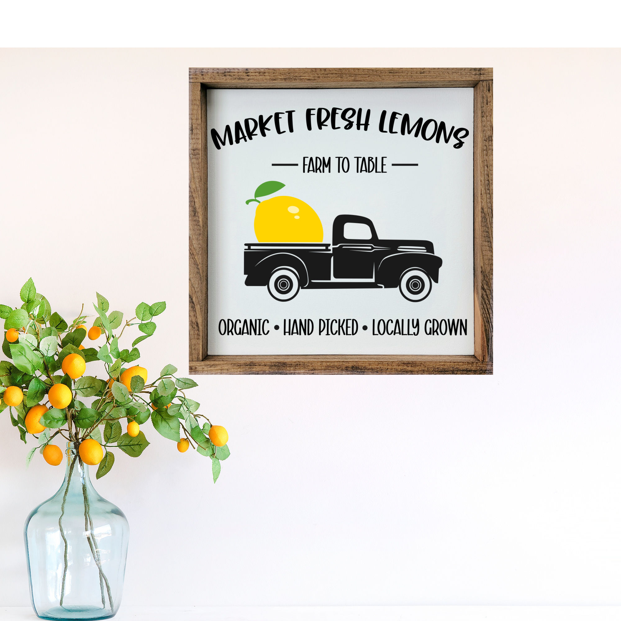 Market Fresh Lemons Sign, Lemon Market Sign, Farmhouse Truck Lemon Wood Sign