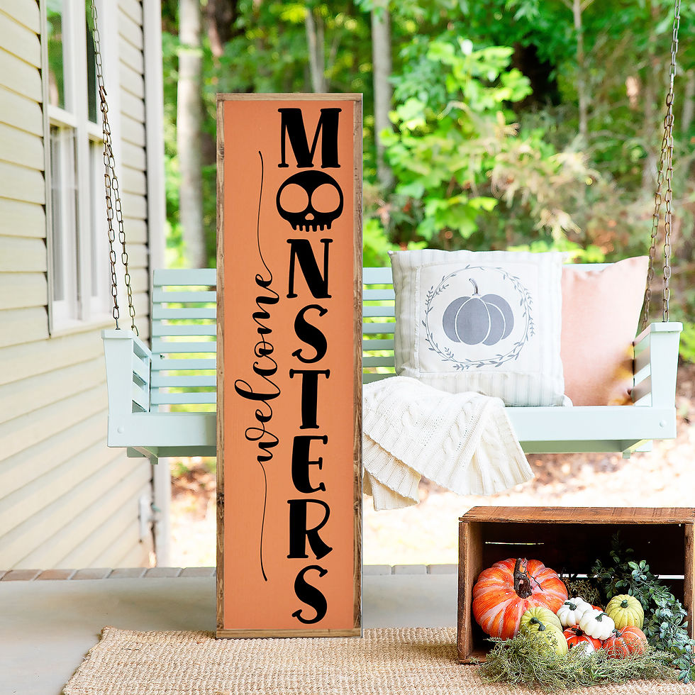 Thumbnail: Welcome Monsters Porch Leaner, Spooky Farmhouse Halloween Porch Leaner Sign