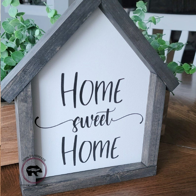 Thumbnail: Home Sweet Home Sign, House shaped sign, Shelf Sitter, Entryway Decor, Farmhouse