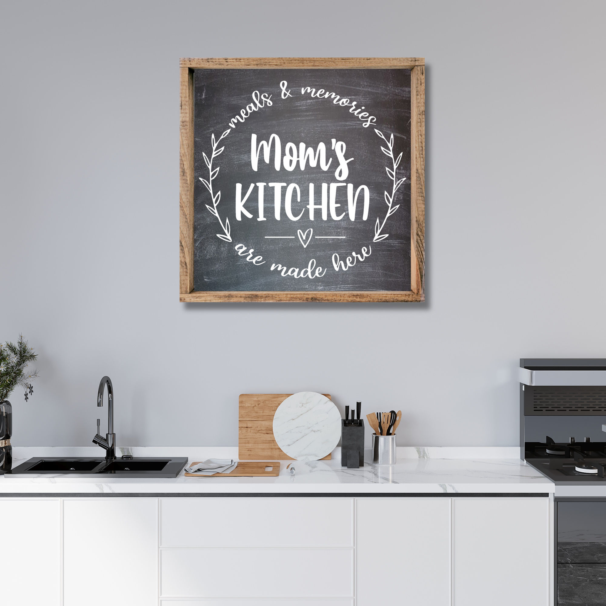 Personalized Kitchen Sign, Meals and Memories are Made Here Sign, Mom's Kitchen