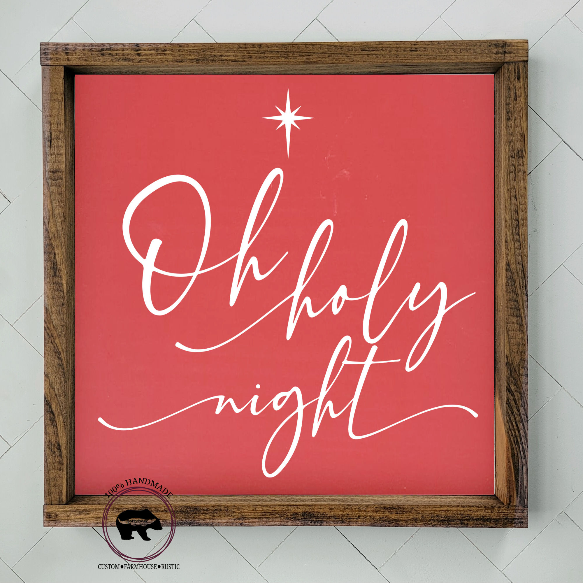 Oh Holy Night Sign, Farmhouse Christmas Wood Sign, Rustic Christmas Song Sign