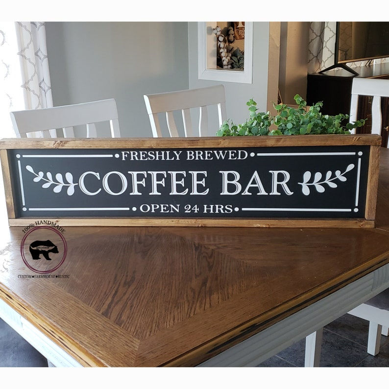 Thumbnail: Coffee Bar Sign, Farmhouse Coffee Bar Decor, Rustic Coffee Bar Sign, Wood Coffee