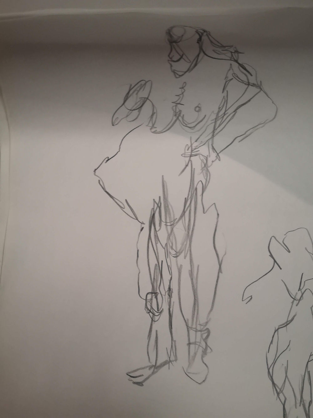 Sketchbook drawing of a standing human figure