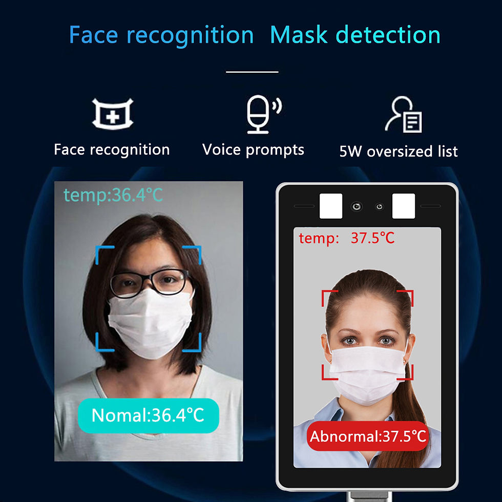 Miniatura: Medidor de temperatura infrarroja del cuerpo humano reconocimiento facial.