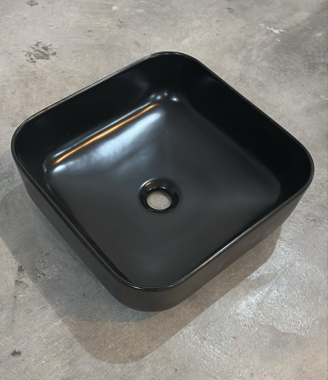 Cuba de Apoio Quadrada 38×38cm Preto Brilho Movel