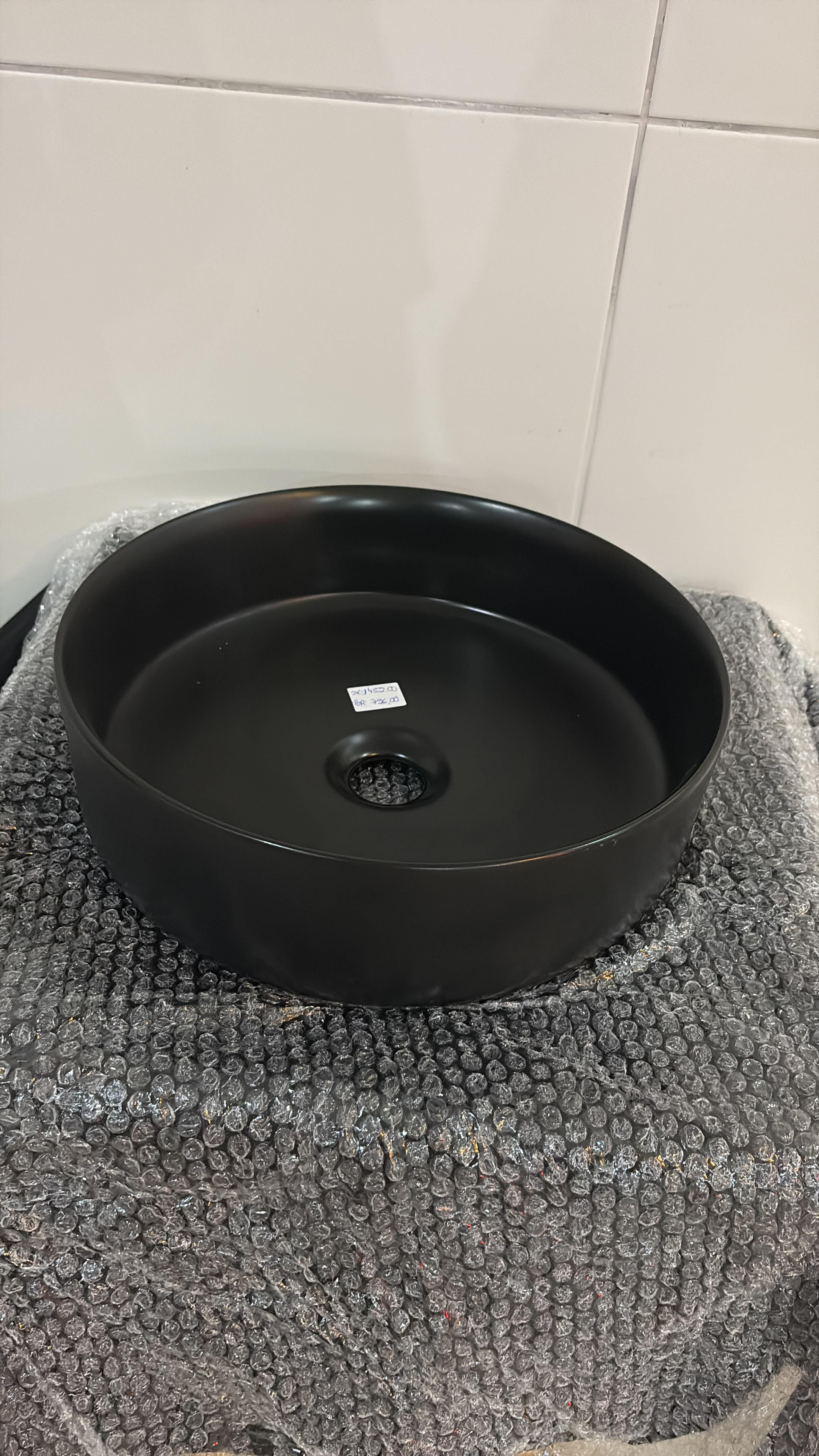 Cuba de Apoio Redonda (36cm) Preto Fosco Movel