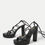 Thumbnail: Fashionable & Comfortable Women's Black Strappy High Heel Sandals With Rhinesto