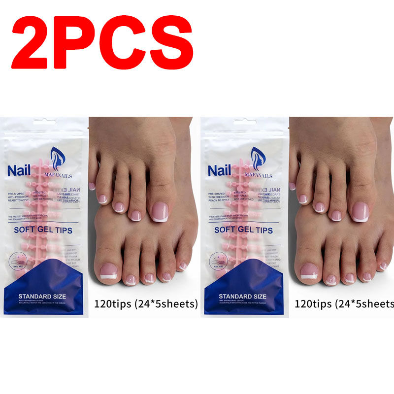Miniature : New 120Pes False Nails on Legs French Short Sguare Press on Toe Nails Foot False