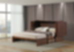 Thumbnail: Paradiseo Murphy Bed w/ Charging Station and 8" Memory Foam Mattress, (Tobacco)
