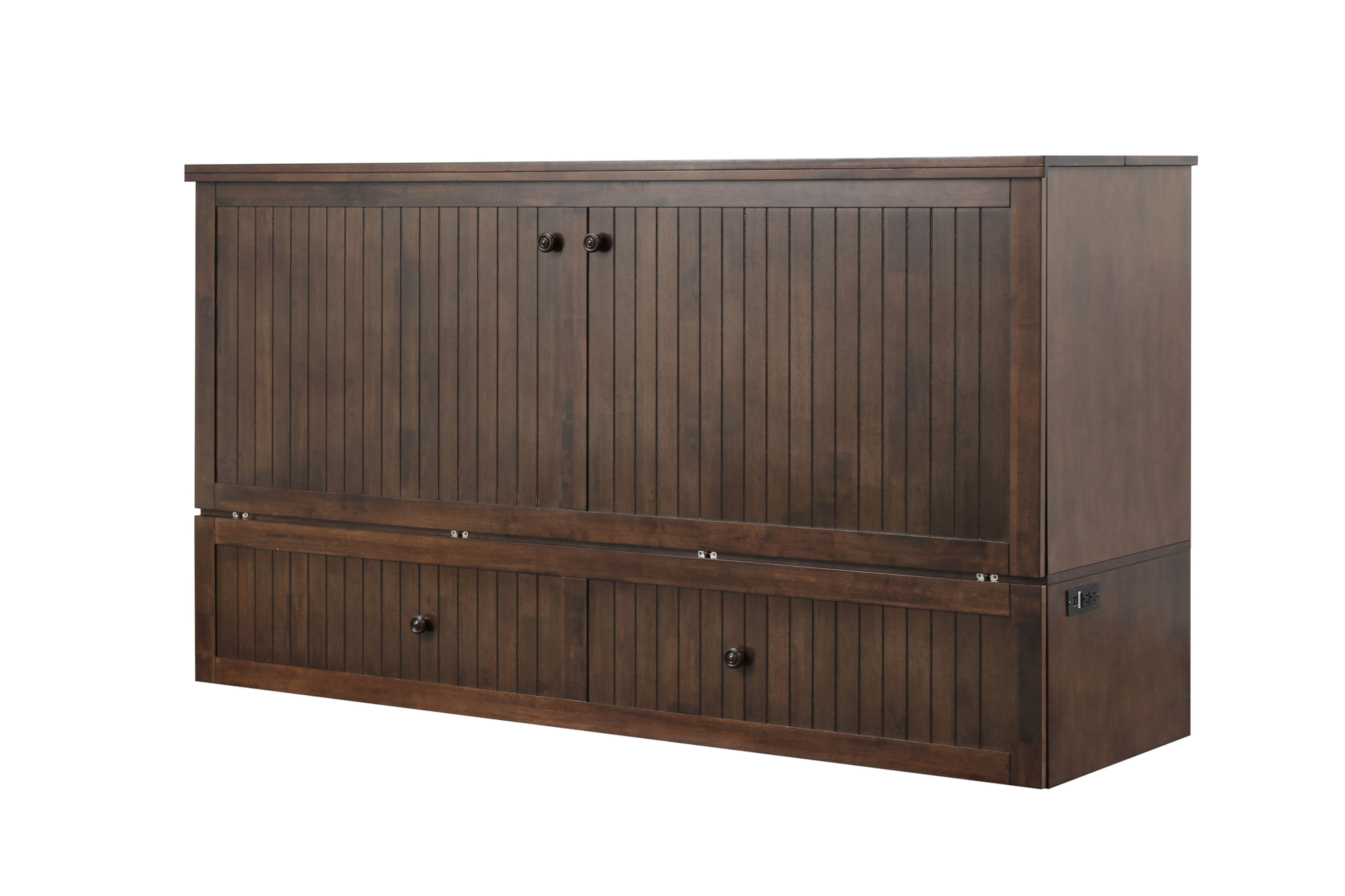 Tuscany Murphy Cabinet Bed with Charging Station 6 Inch, King (Tobacco)