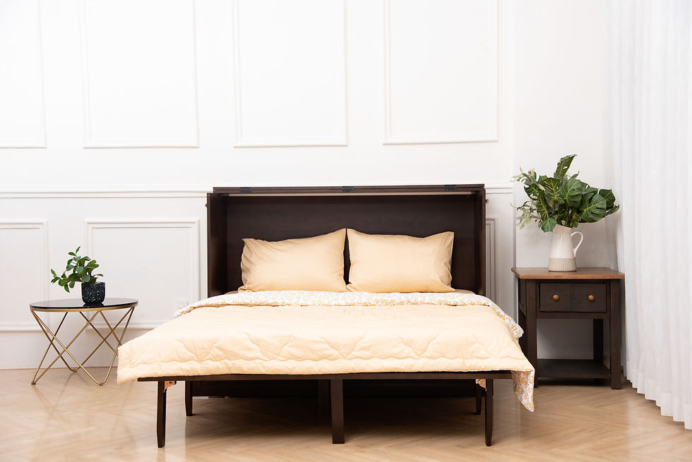 Thumbnail: Portofino Murphy Cabinet Bed w/ Charging Station & LED Lights, Queen, Java