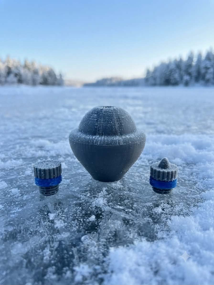 Sphères BoréalCatch installées sur la glace pour pêche sur glace 0,25 mm
